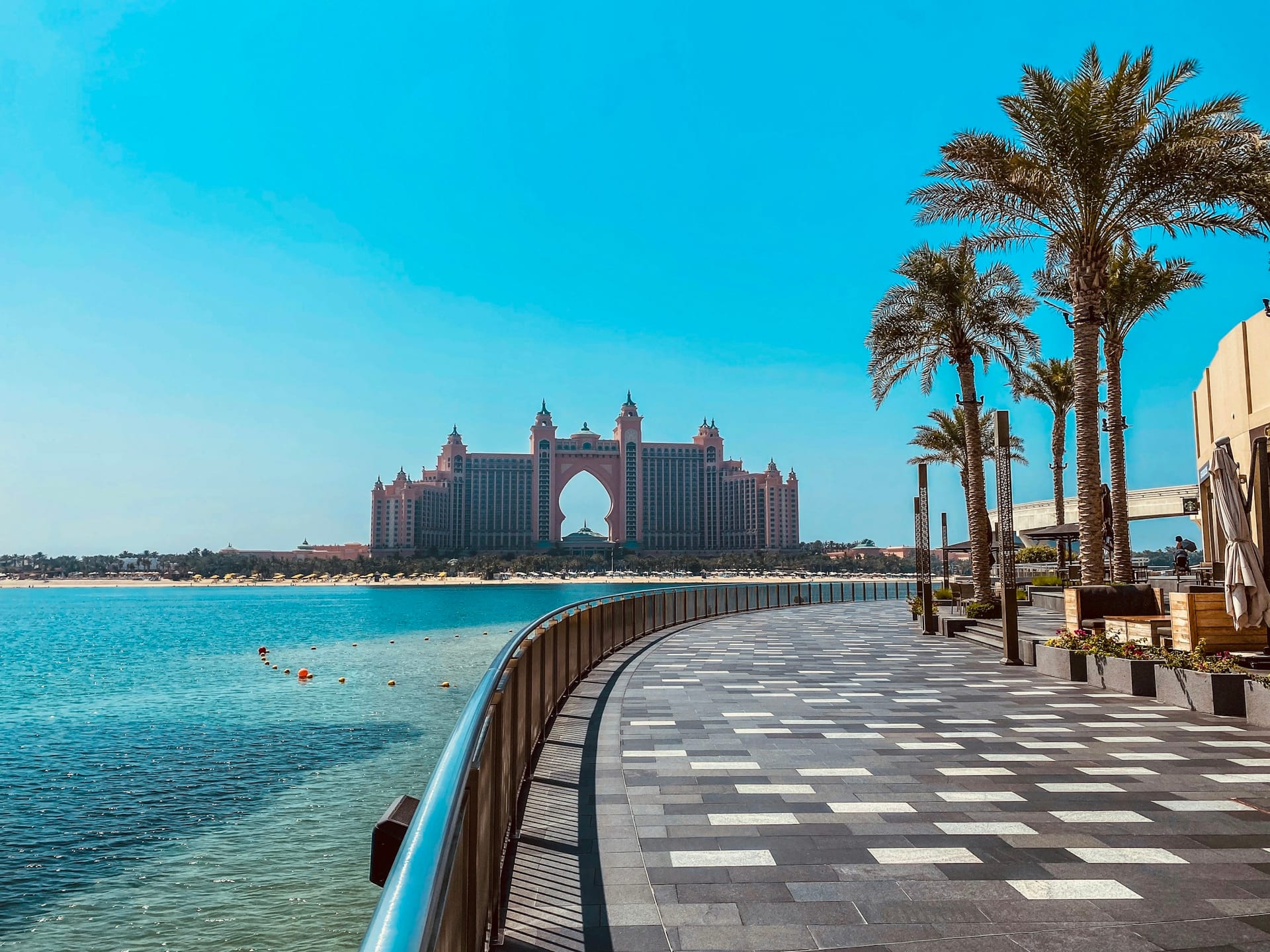 The waterfront boardwalk at The Pointe, Palm Jumeirah